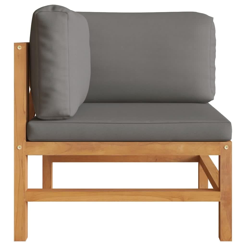 vidaXL 2-Seater Outdoor Sofa with Cushions- Durable Solid Teak Wood Construction, Easy to Maintain, Ideal for Patio, Terrace or Garden - Gray