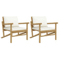 vidaXL Outdoor Garden Patio Chairs with Cream White Cushions - Durable, Lightweight, Bamboo, Comfortable Backrest, Natural Finish