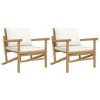vidaXL Outdoor Garden Patio Chairs with Cream White Cushions - Durable, Lightweight, Bamboo, Comfortable Backrest, Natural Finish