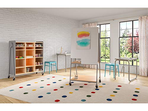 Safco Products 3931SBU Whiffle Typical 11, Triple Column 15 Rolling Storage Cart, Open Shelves with Magnetic Dry-Erase Back, 48&quot; H, Tall, Spectrum Blue