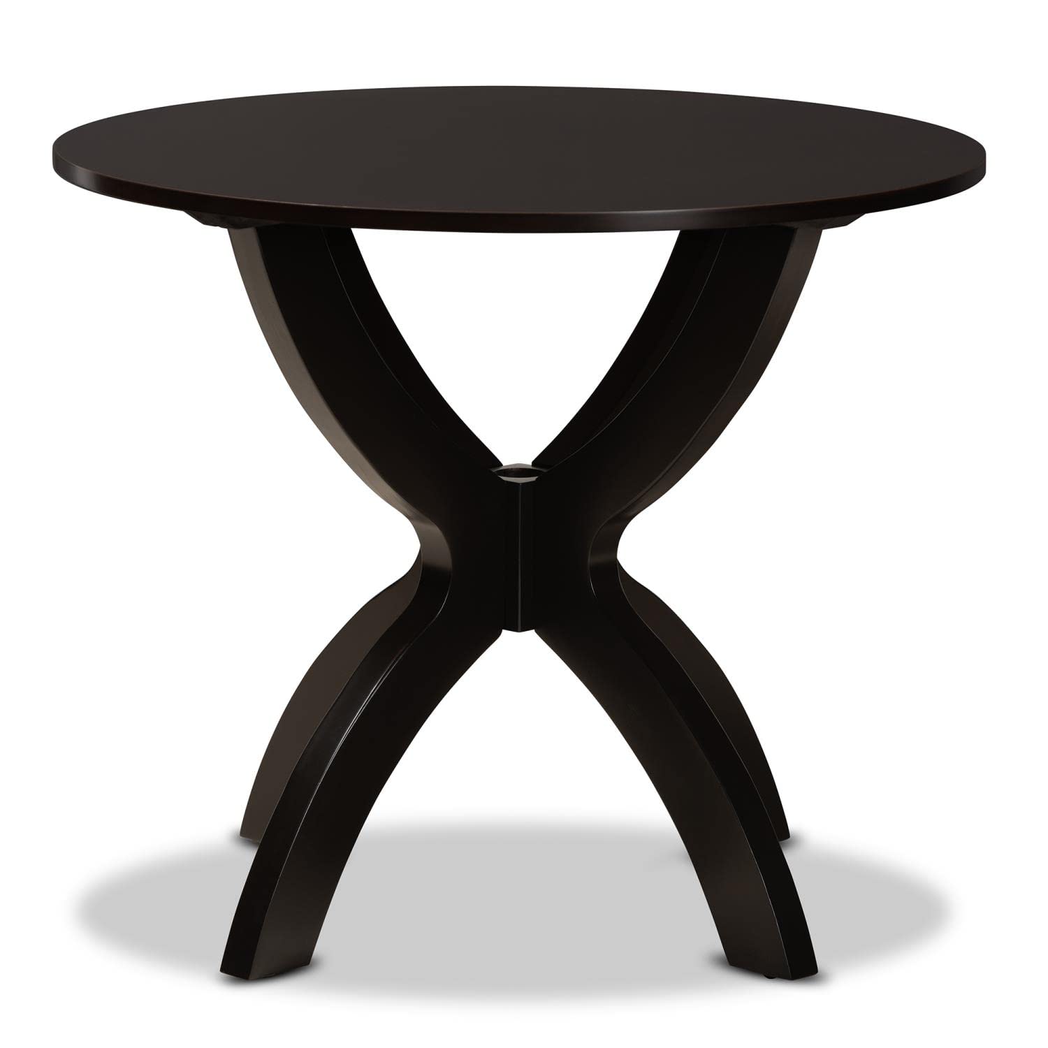 Baxton Studio Tilde Dark Brown Finished 35-Inch-Wide Round Wood Dining Table