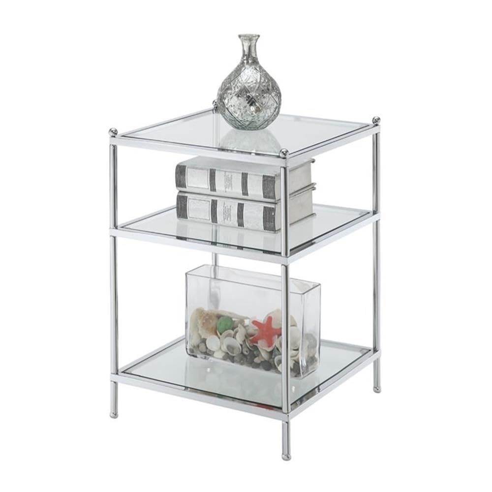 Convenience Concepts Royal Crest End Table, Chrome / Glass