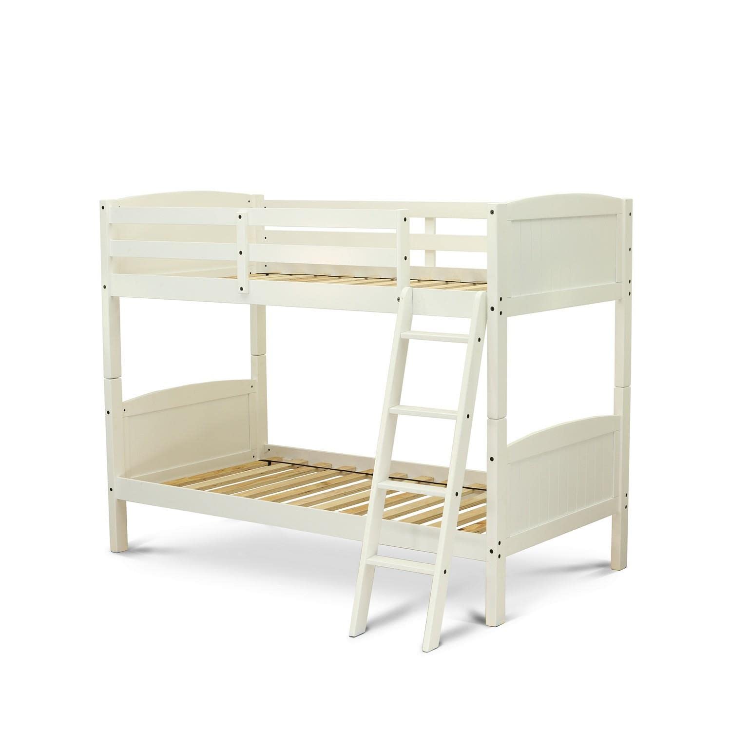 East West Furniture Solid Wood Twin Bunk Beds with Trundle