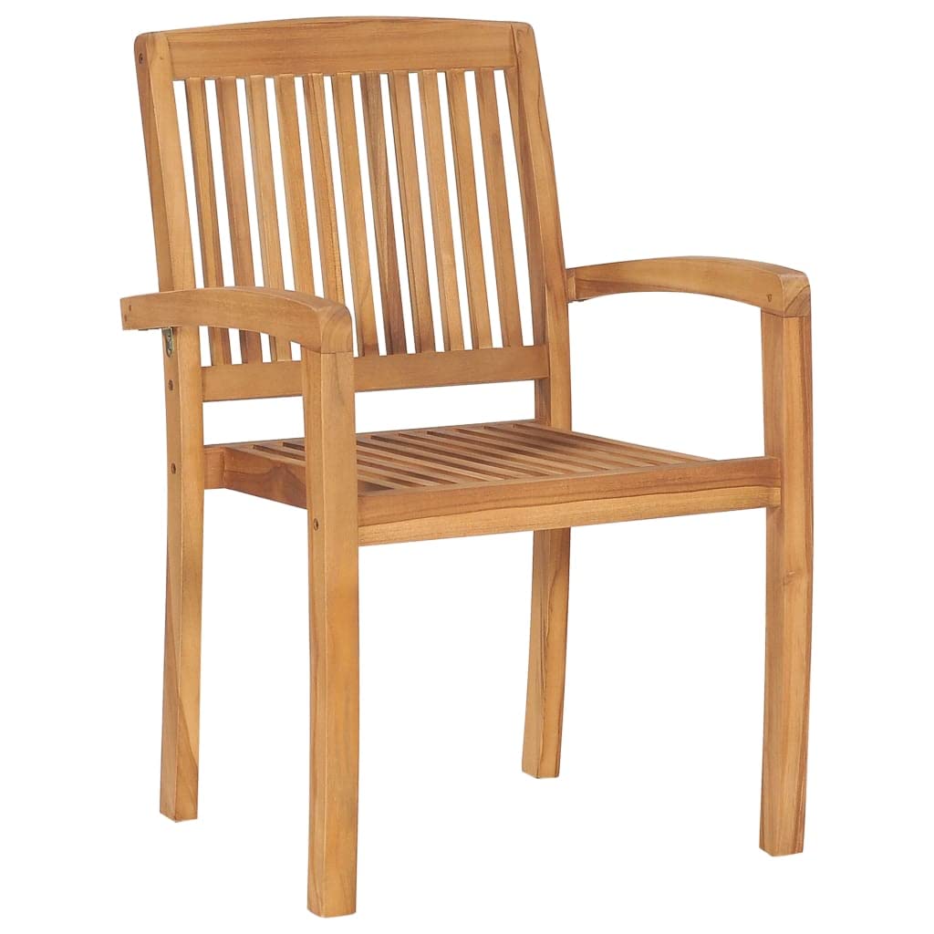 vidaXL Stacking Patio Chairs with Cushions Set of 8 - Solid Teak Wood - Indoor/Outdoor Use - Weather-Resistant - Stackable for Storage - Anthracite Cushions Included