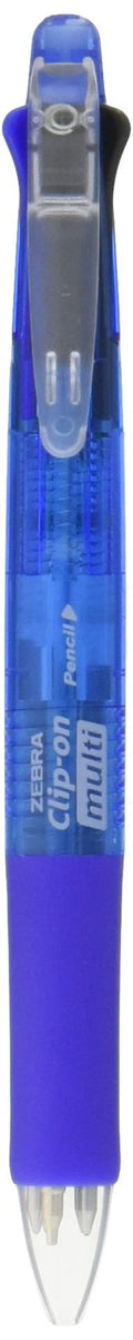 Zebra B4Sa1 Clip-On Multi Multifunctional Pen (0.7Mm Black, Blue, Red And Green + 0.5Mm Mechanical Pencil) - Blue Barrel