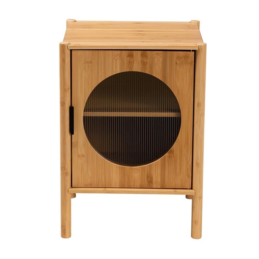 Baxton Studio Naresh Natural Brown Bamboo Wood 1-Door End Table