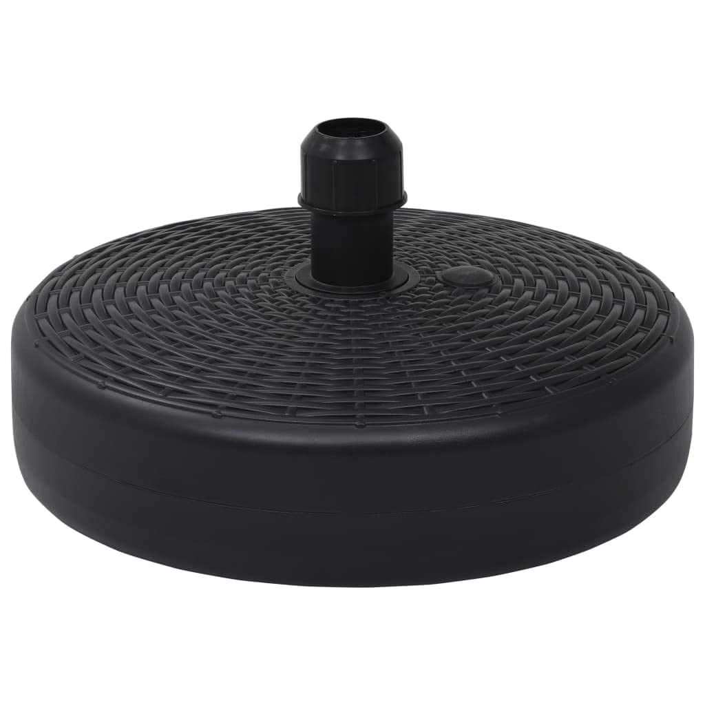 vidaXL Umbrella Base Stand - Round Outdoor Umbrella Holder - Rattan Pattern - Plastic - Fillable With Water or Sand - Black - 19.7&quot; Diameter