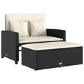 vidaXL 2 Seater Garden Sofa with Cushions, Outdoor Seat, Loveseat, Patio Terrace Balcony Furniture, Black Synthetic Rattan