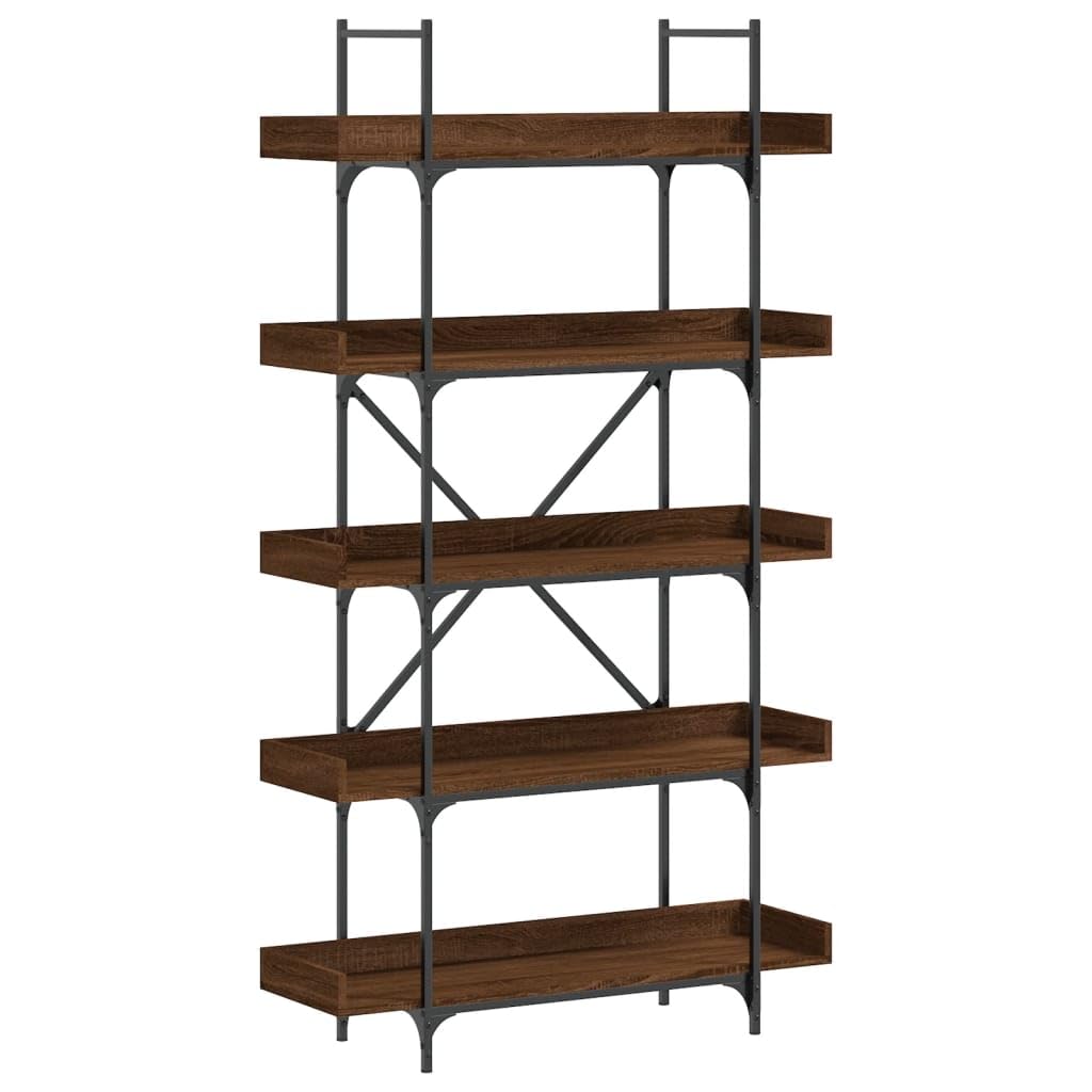 vidaXL 5-Tier Engineered Wood Bookcase in Brown Oak - Spacious Storage for Books and Decor in Home Office, Living Room or Bedroom