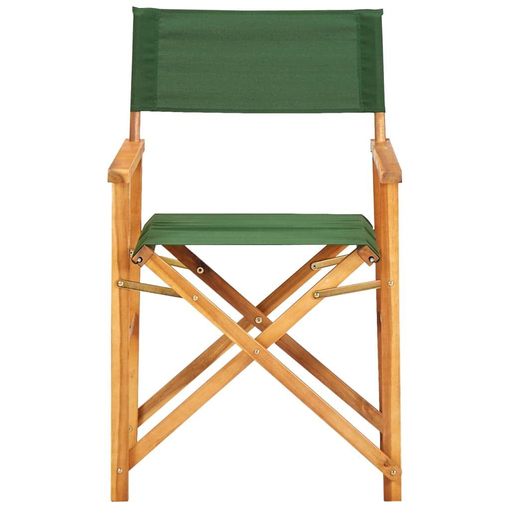 vidaXL Director's Chair, Foldable Director's Chair with Fabric Seat Cover, Folding Camping Chair for Outdoor Garden Lawn, Solid Wood Acacia Green