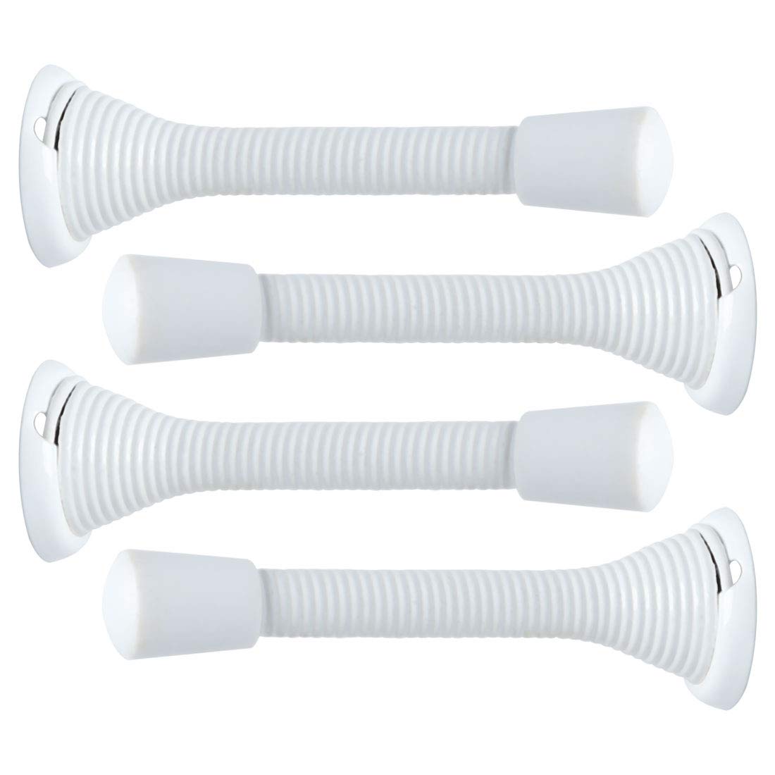 Uxcell Door Stopper, 4 Pack Door Stop Wall, Rust Resistant, Noise Cancellation, 3' Spring Door Stoppers, Protect Doors White