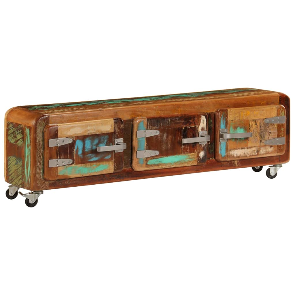vidaXL Antique-Style Solid Reclaimed Wood TV Stand - Distinctively Handmade TV Cabinet with Vintage Charm, Industrial Style Metal Hardware and Ample Storage Space (47.2&quot;x11.8&quot;x14.6&quot; Dimensions)