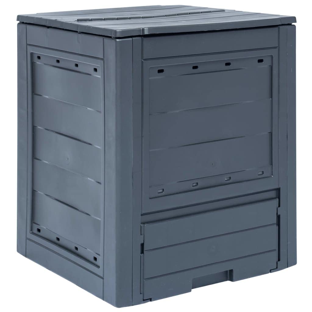 vidaXL Garden Composter - Waste Collector for Organic Material, Weather and UV Resistant Plastic, Split Lid for Irrigation & Ventilation, Large 68.7 gal Capacity, Gray