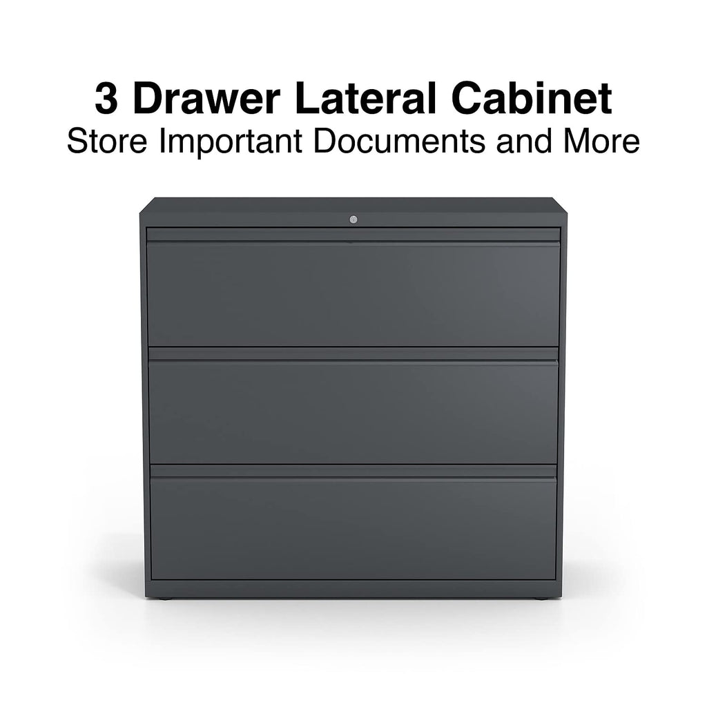 Lorell 3-Drawer Lateral File, 42 by 18-5/8 by 40-1/4-Inch, Charcoal