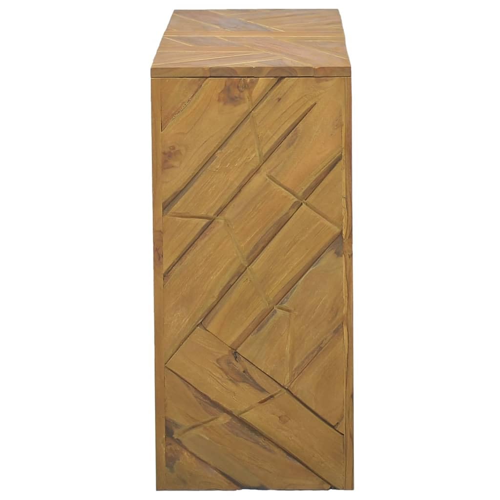 vidaXL Solid Teak Wood Console Table - 43.3"x13.8"x29.5" with Erosion Finish, Rustic Brown Entryway/Hallway Sideboard with Industrial 3D Shaped Legs