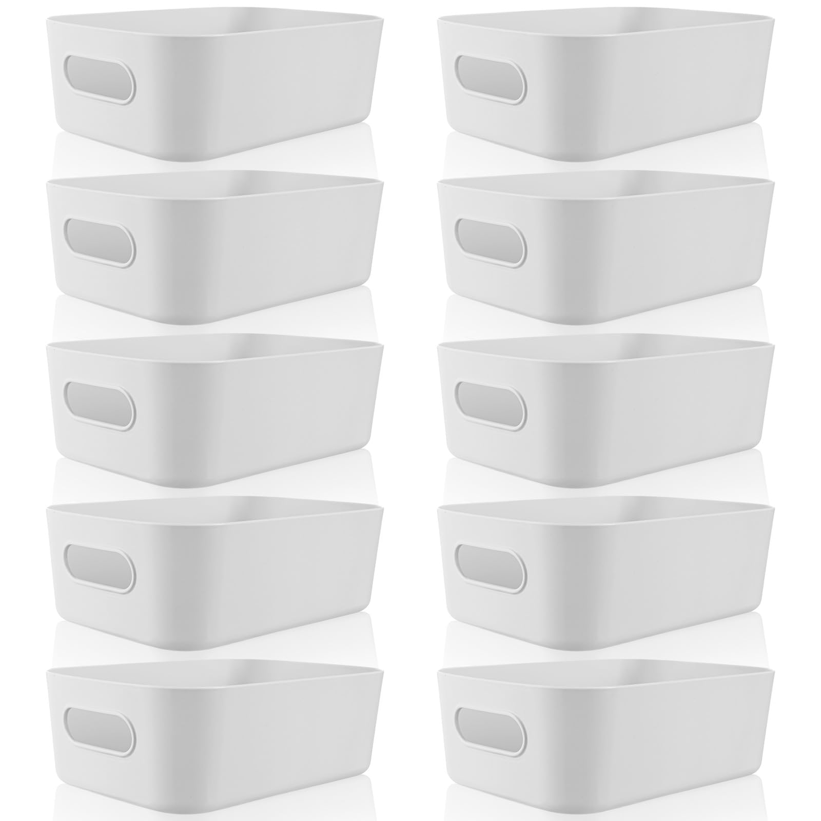Zopeal Plastic Storage Bins 10 Pcs Gray Pantry Organizer Bins Small Baskets Storage Containers For Home Kitchen (8 X 5.7 X 3 Inc