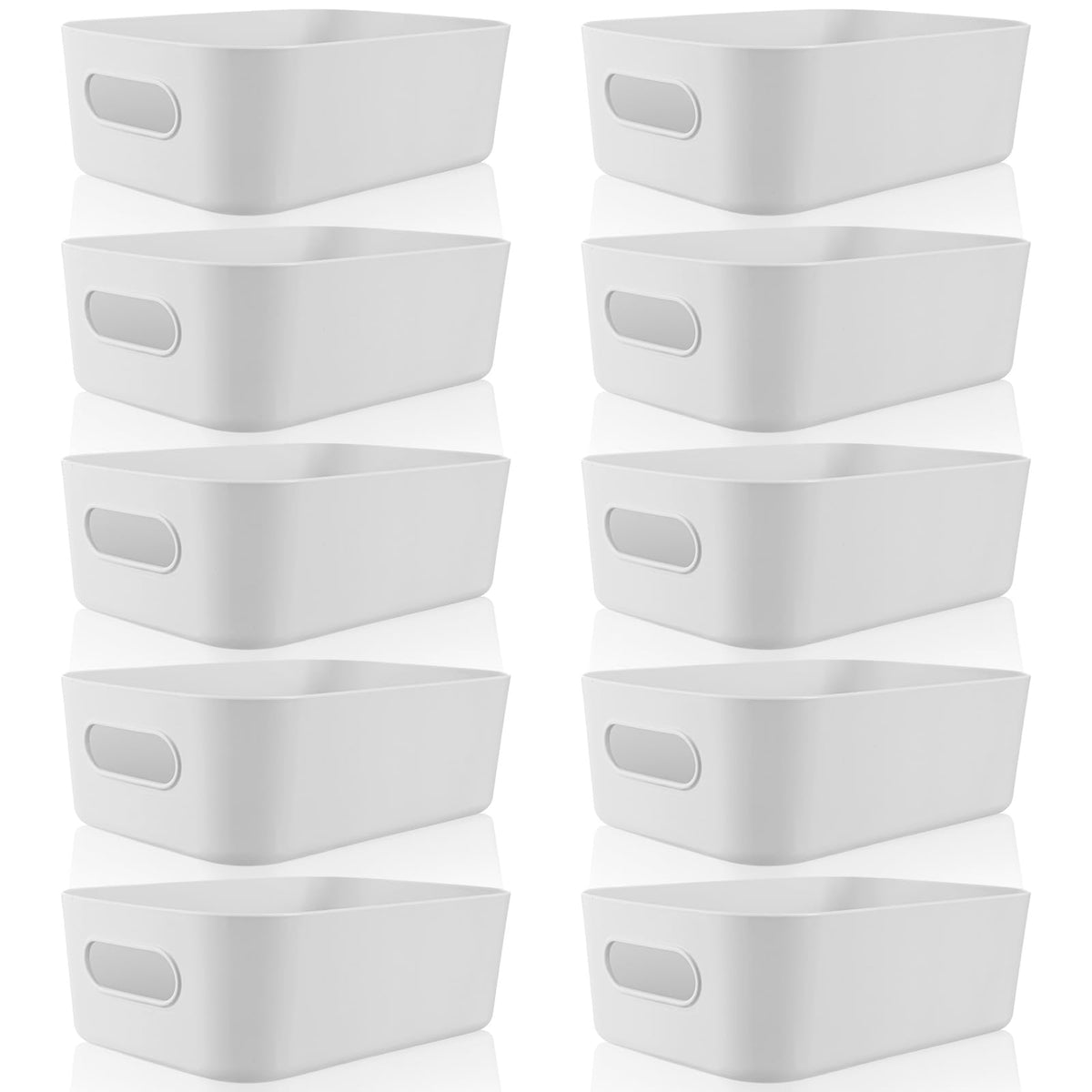 Zopeal Plastic Storage Bins 10 Pcs Gray Pantry Organizer Bins Small Baskets Storage Containers For Home Kitchen (8 X 5.7 X 3 Inc