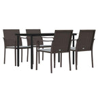 vidaXL 7-Piece Outdoor Patio Dining Set with Cushions - Weather-Resistant PE Rattan and Stable Steel Frame, Brown Accent