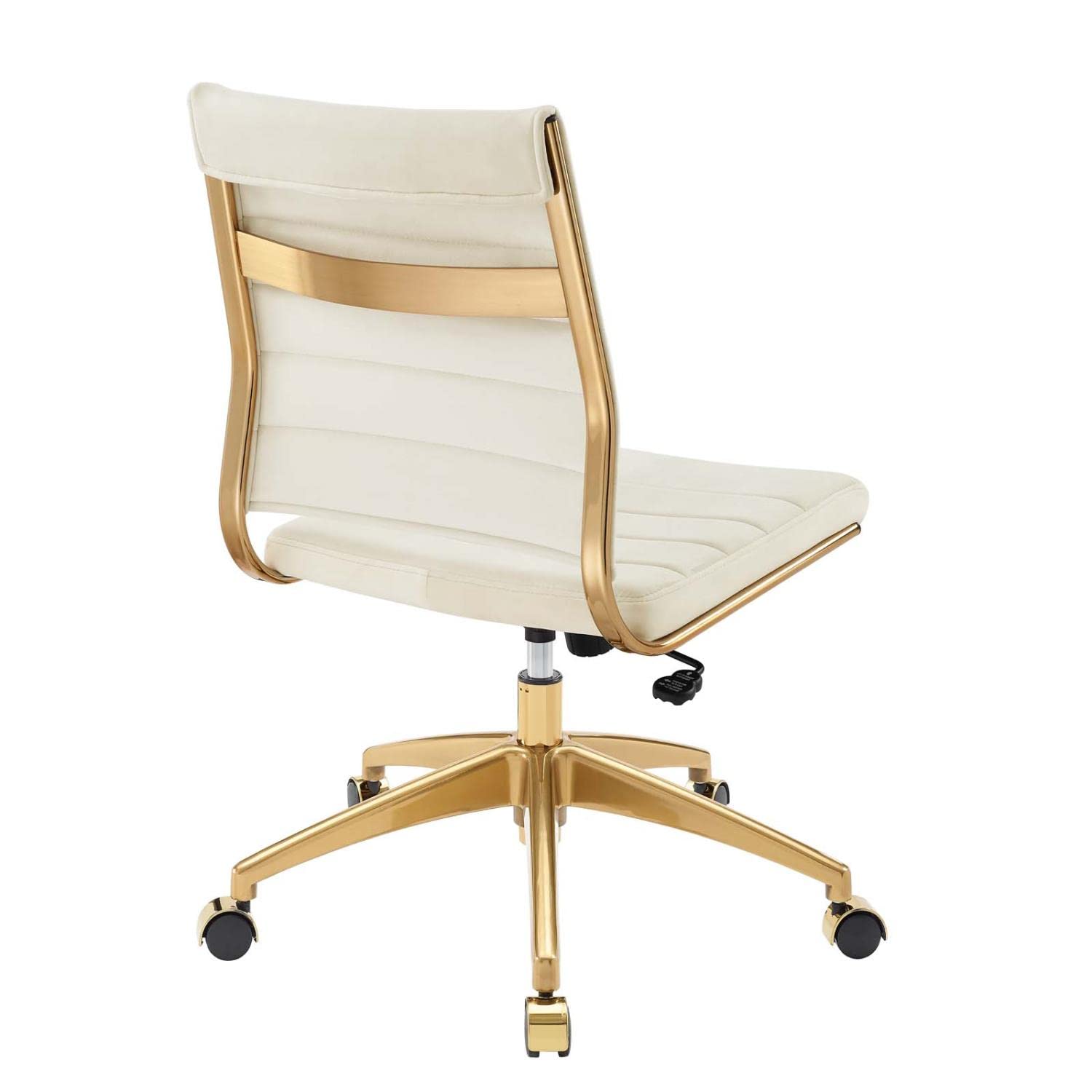 Modway Jive Ribbed Performance Velvet Mid Back Armless Computer Desk Swivel Office Chair, Ivory