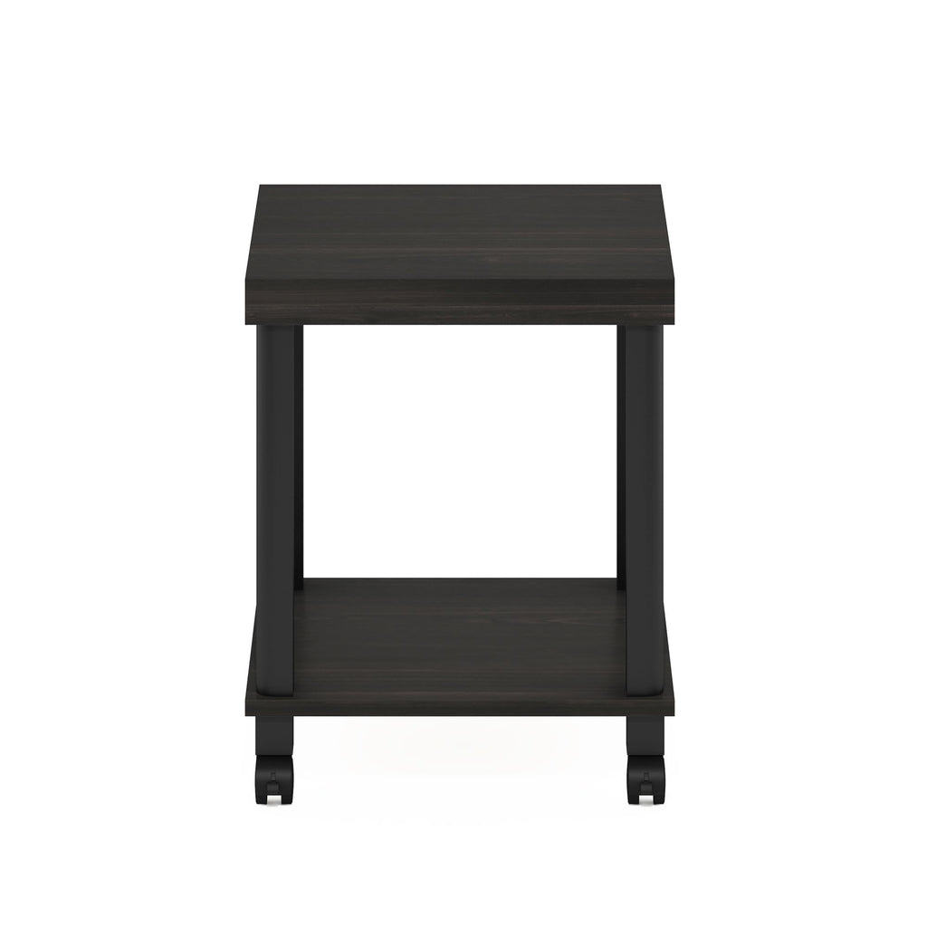 Furinno Turn-N-Tube Classic 2-Tier End Table, Side Table with Casters, Espresso/Black