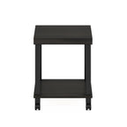 Furinno Turn-N-Tube Classic 2-Tier End Table, Side Table with Casters, Espresso/Black