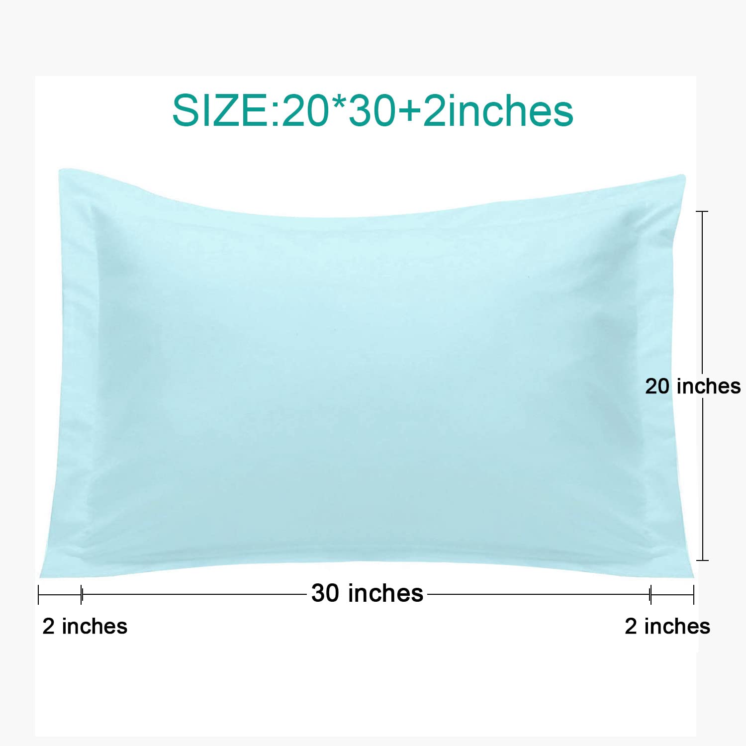 Ntbay 100% Brushed Microfiber Queen Pillow Shams Set Of 2, Super Soft And Cozy, Wrinkle, Fade, Stain Resistant 20X30 Inches Oxford Pillowcases, Light Blue