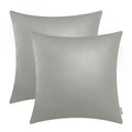 Brawarm Faux Leather Throw Pillow Covers 18 X 18 Inches - Medium Gray Leather Pilow Covers Pack Of 2, Solid Dyed Leather Pillowc