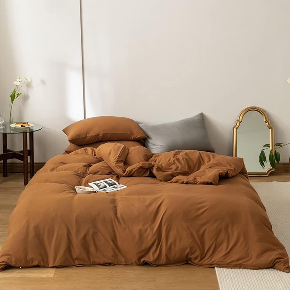 Clothknow Pumpkin Brown Comforter Set Twin 3Pcs Caramel Bedding Comforter Sets Terracotta Comforter Twin Rust Comforter Sets Twi
