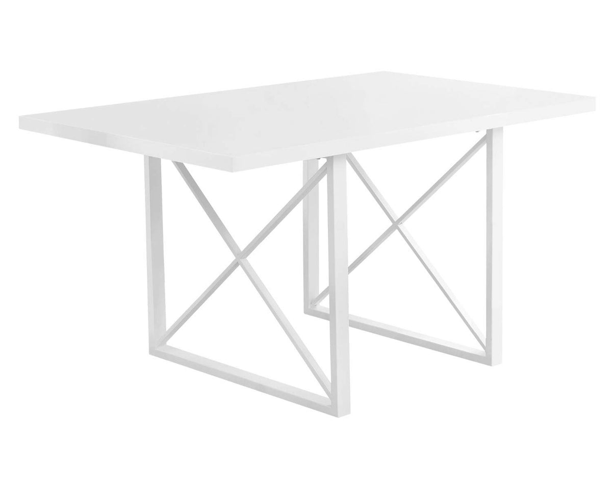 Monarch Specialties I Dining Table-36'X 60' Glossy/White Metal