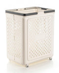 Collapsible Laundry Basket with Wheels and Handle, 45 L Foldable Plastic Laundry Hamper with Ventilated Design for Bathroom, Bed