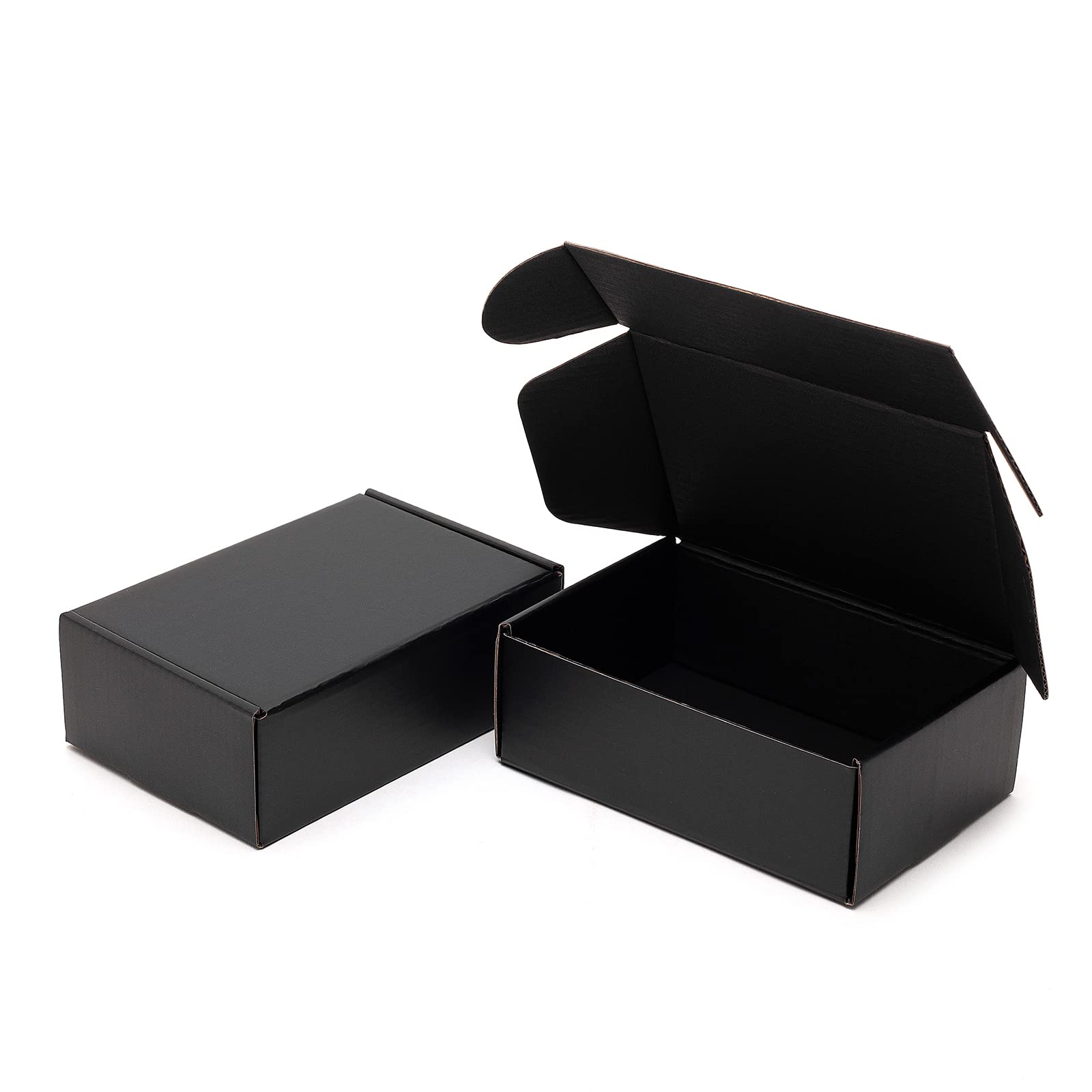 Timirog 6X4X2 Inches Small Black Shipping Boxes 25 Pack - Corrugated Cardboard Mailing Box For Small Business, Tab Locking Liter
