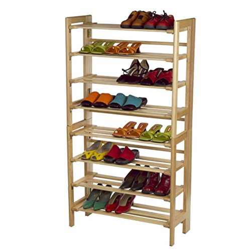 Ergode Clifford Shoe Rack | Holds 12 Pairs | Stackable Design | Solid Wood | Natural Finish | (81228-VV)