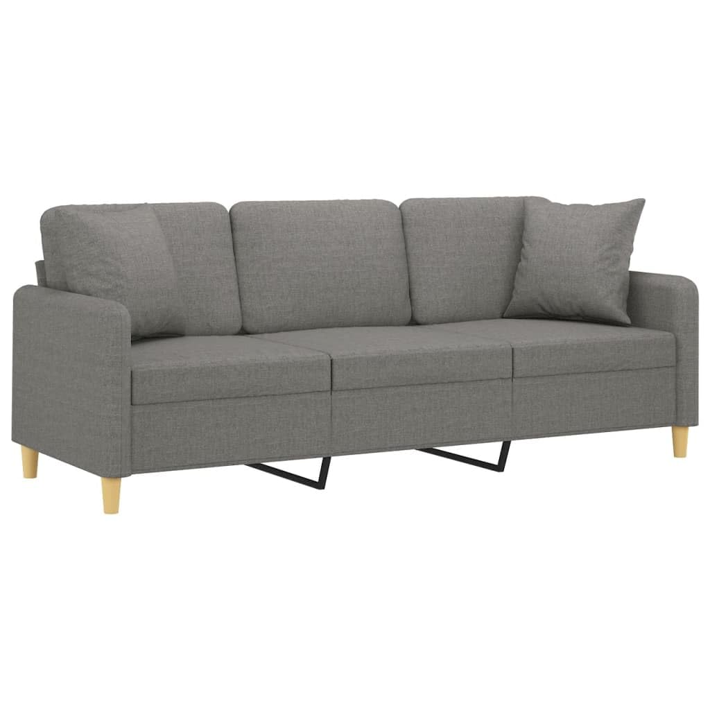 Vidaxl 3-Seater Modular Sofa Couch With Pillows And Cushions - Dark Gray Fabric, Sturdy Plywood And Metal Frame, Comfortable Seating For Living Room, Lounge, Office