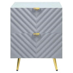 Acme Furniture Finish Nightstand with 2 Drawers, Gray High Gloss