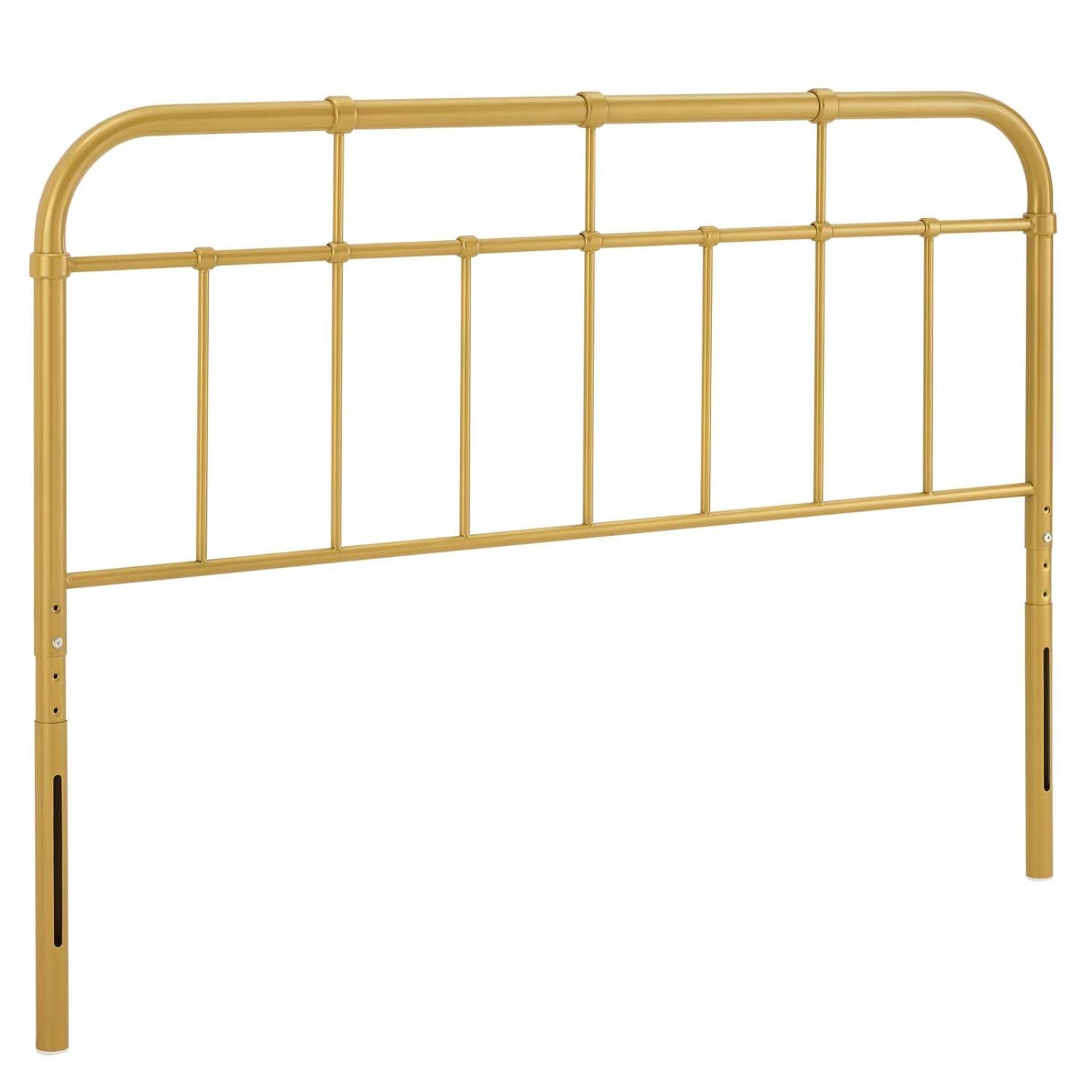 Modway Alessia Modern Farmhouse Metal Headboard, King, Gold