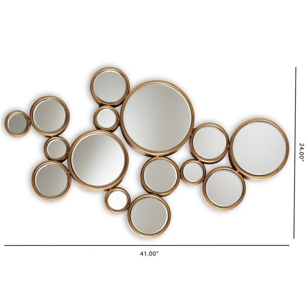 Baxton Studio Cassiopeia Modern and Contemporary Antique Gold Finished Bubble Accent Wall Mirror