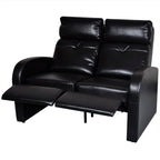 vidaXL 2-Seater Sofa – Modern Reclining Armchair with Wide Seats, Black Faux Leather Upholstery, for Living Room, Cinema Rooms, and Offices