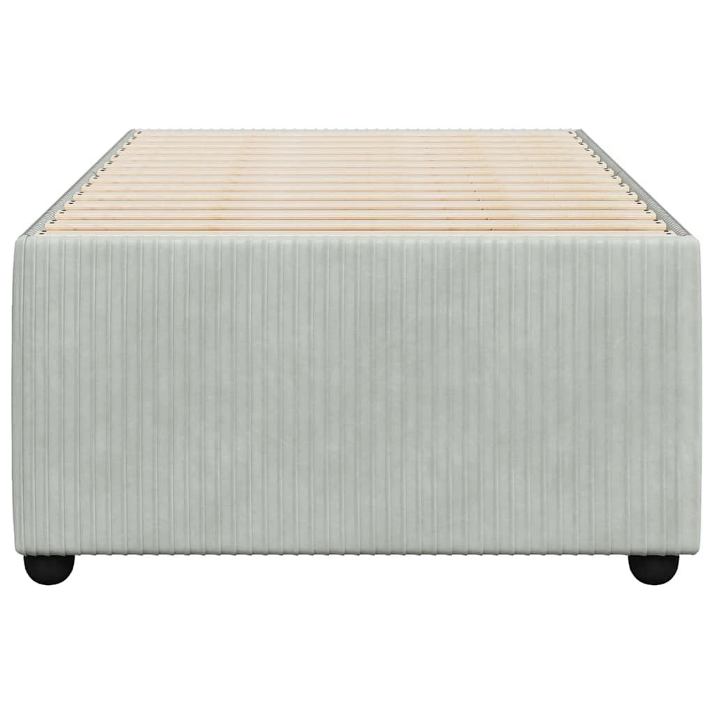 vidaXL upholstered Twin Bed Frame - Light Gray Velvet Mattress Base with Slat Support - 74.8 x 39.4 x 18.1 inches - Modern Bedroom Furniture