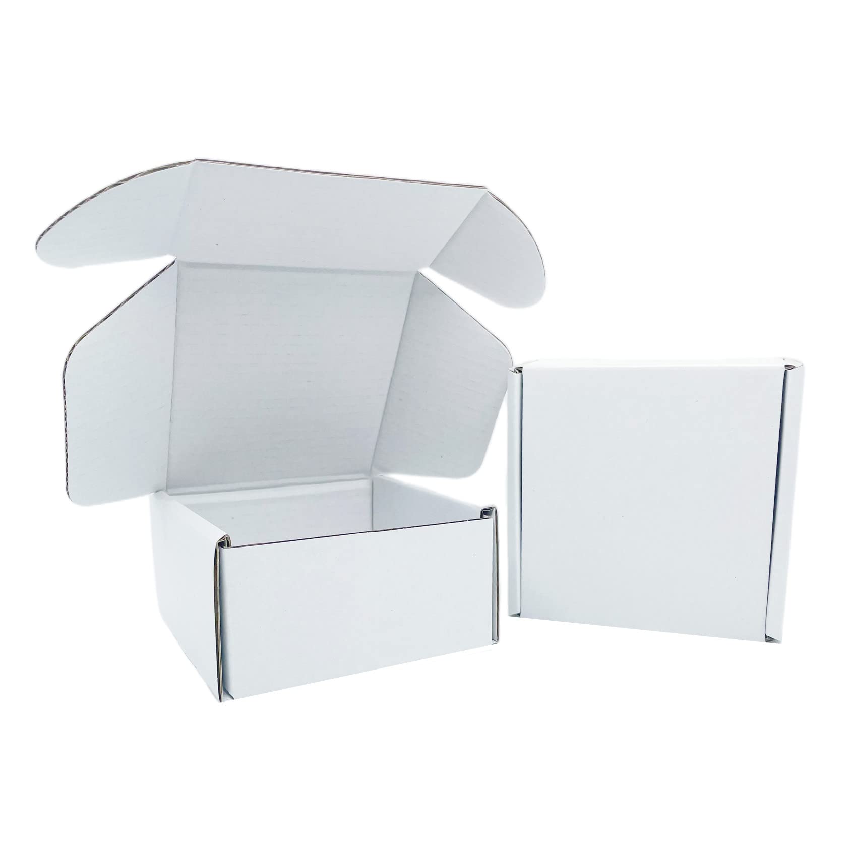 Small Shipping Corrugated Boxes 4x4x2 Inches 100 Pack Foldable Small Business Card Gift Box For Mailers and Craft