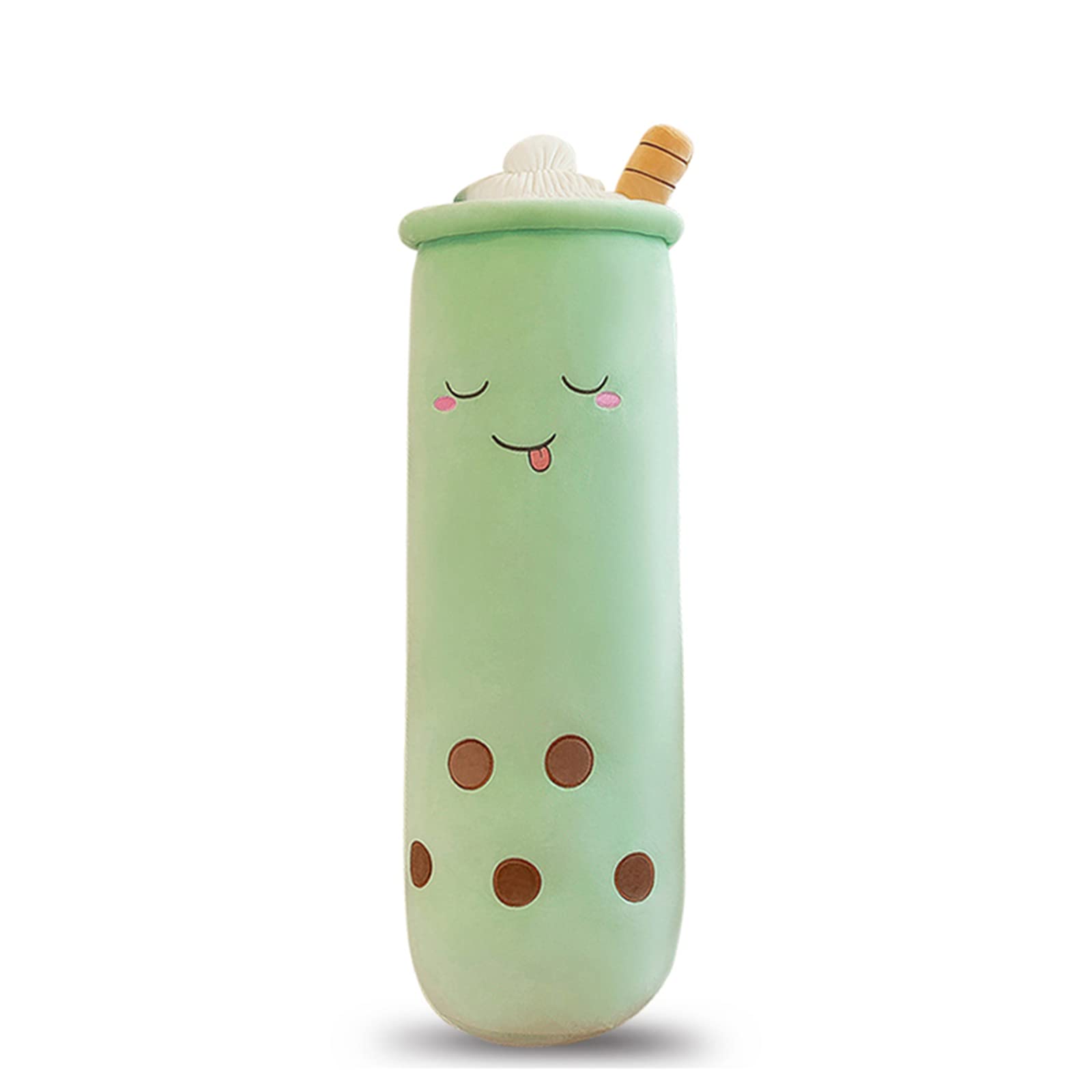 Rexinc Cute Plushies Boba Plush Boba Plushie Long Plush Pillow Bubble Tea Stuffed Animal Gift For Kids Adults (Long Green Closed