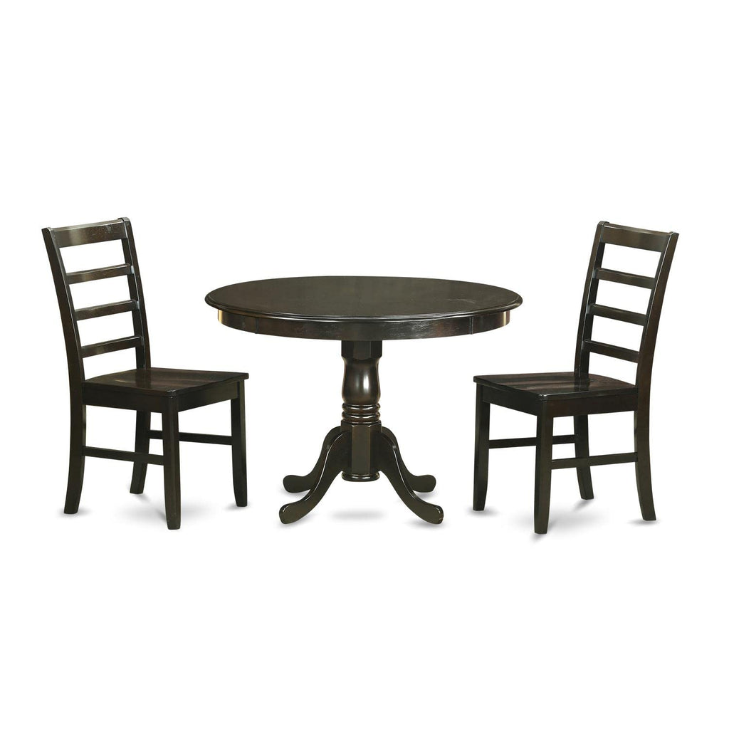 East West Furniture HLPF3-CAP-W Hartland 3 Piece Kitchen Set Contains a Round Table with Pedestal and 2 Dining Room Chairs, 42x42 Inch