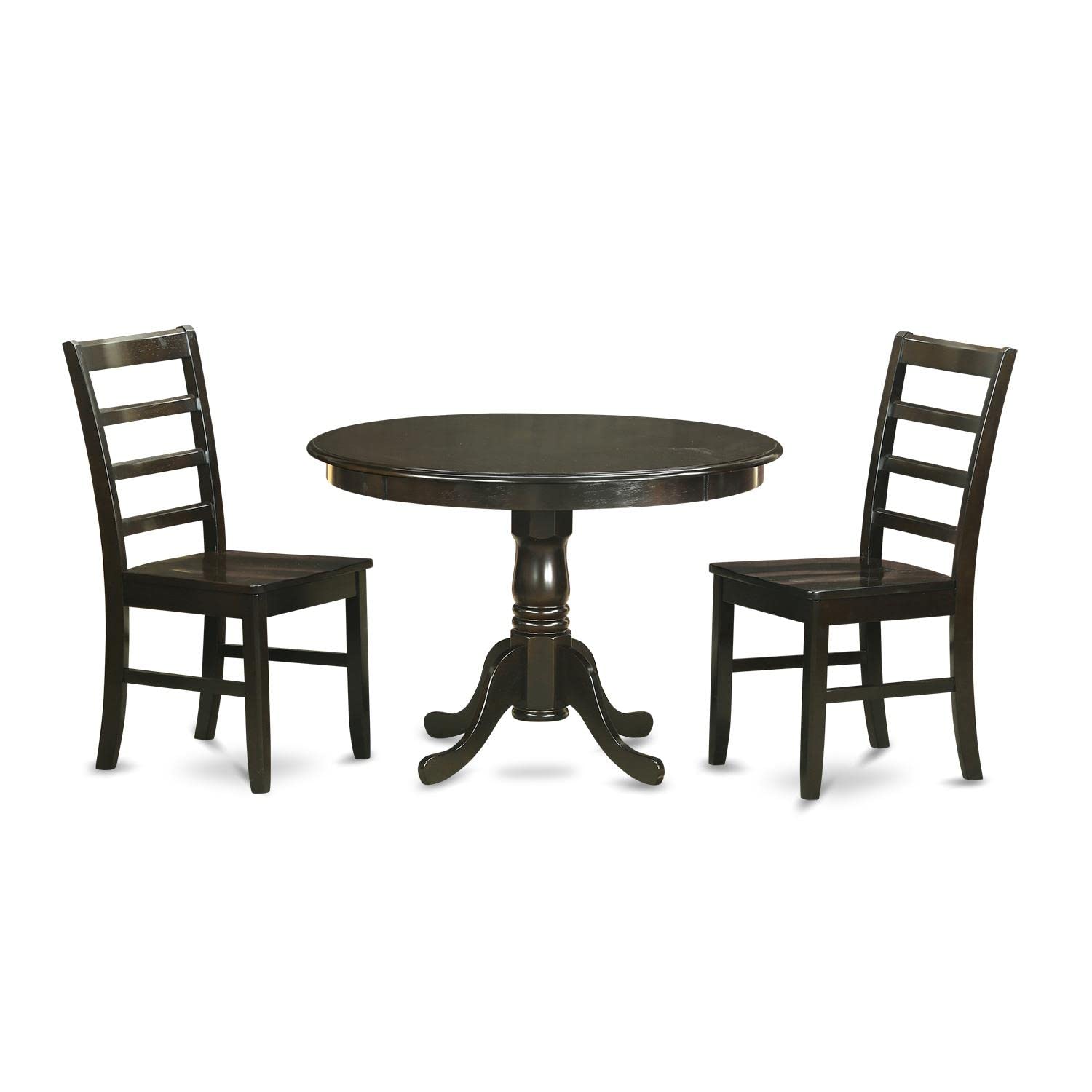 East West Furniture HLPF3-CAP-W Hartland 3 Piece Kitchen Set Contains a Round Table with Pedestal and 2 Dining Room Chairs, 42x42 Inch