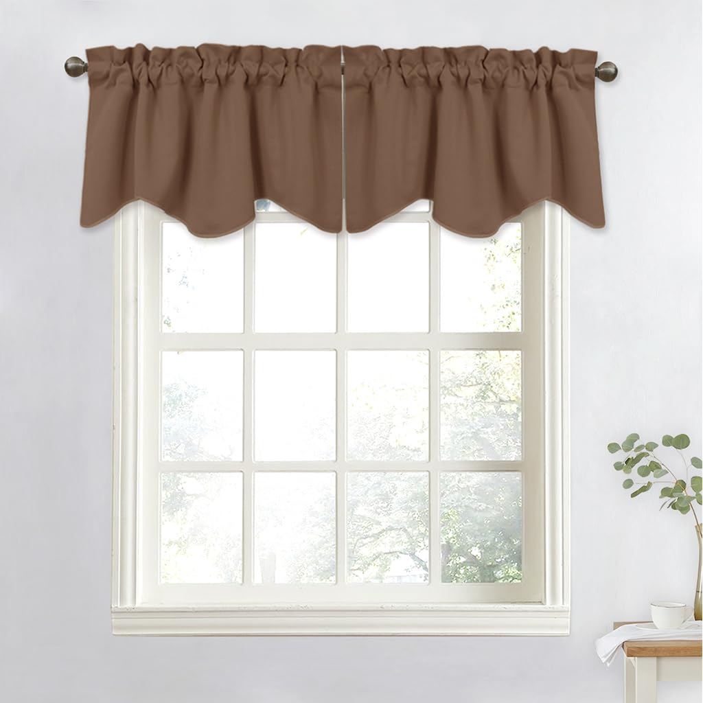 Nicetown Room Darkening Cappuccino Curtain Valances - Solid Home Fashion 52 Inches By 18 Inches Rod Pocket Valance Curtain Panel