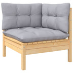 vidaXL Solid Pinewood Patio Lounge Set - 10 Piece Outdoor Garden Sofa with Gray Cushions - Modular Design for Custom Configurations