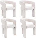 Rivova Modern Barrel Dining Chairs Set Of 4, Linen Upholstered Accent Side Chair With Arms Comfy Makeup Vanity Chairs, Dining Li