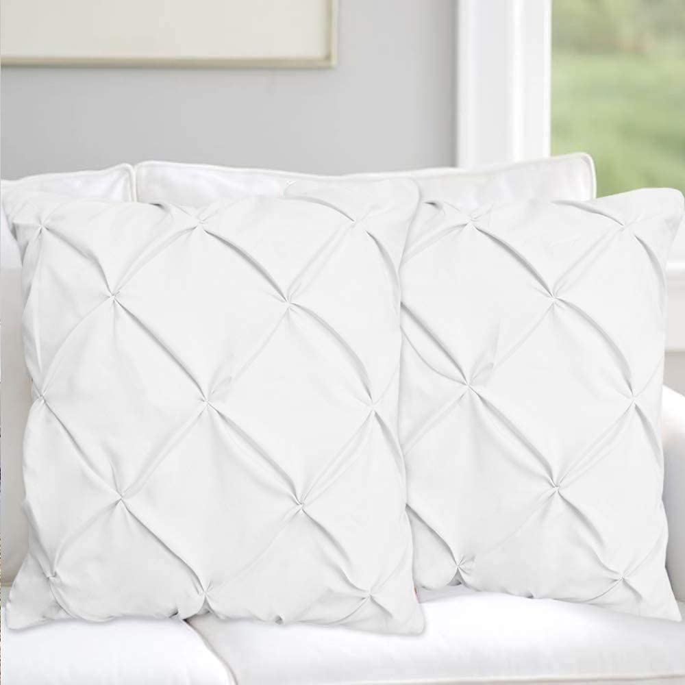 Pinch Pleated European Square Pillow Shams Set Of 2 Pillowcase Euro Shams 26X26 White European Pillow Shams 600 Tc 100% Soft Egy