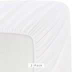 Microfiber 2 White Full Fitted Bottom Bed Sheets (2-Pack) 1800 Ultra Soft, Breathable, Wrinkle Resistant - Hypoallergenic, 15''