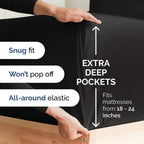 Extra Deep Pocket Cal King Sheets - 4 Piece Breathable & Cooling Bed Sheets - Hotel Luxury Bed Sheet Set - Soft, Wrinkle Free & Comfy - Easily Fits Extra Deep Mattresses - Deep Pocket Black Sheets Set