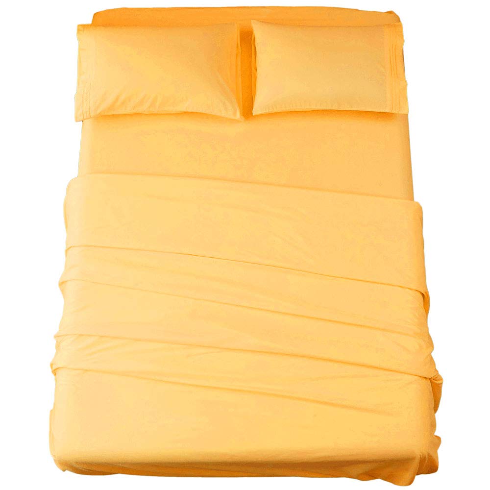 Sonoro Kate Bed Sheet Set Super Soft Microfiber 1800 Thread Count Luxury Egyptian Sheets 16-Inch Deep Pocket,Wrinkle-4 Piece (Ye