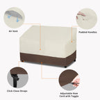 Easy-Going Waterproof Outdoor Loveseat Cover, Heavy Duty Outdoor Couch Cover, Windproof Outdoor Bench Cover, Durable Outdoor Furniture Cover (54Wx38Dx35H Inch, Beige/Dark Brown)